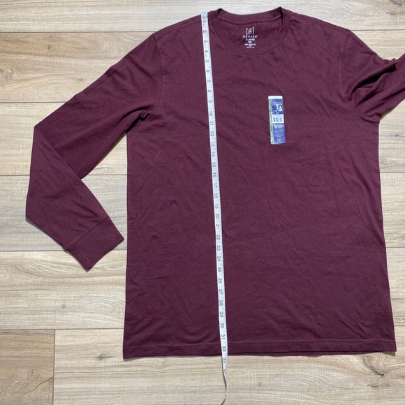 George Mens Long Sleeve Cotton Crew T-Shirt Size XL 46-48 Tall Windsor Wine - Picture 3 of 10